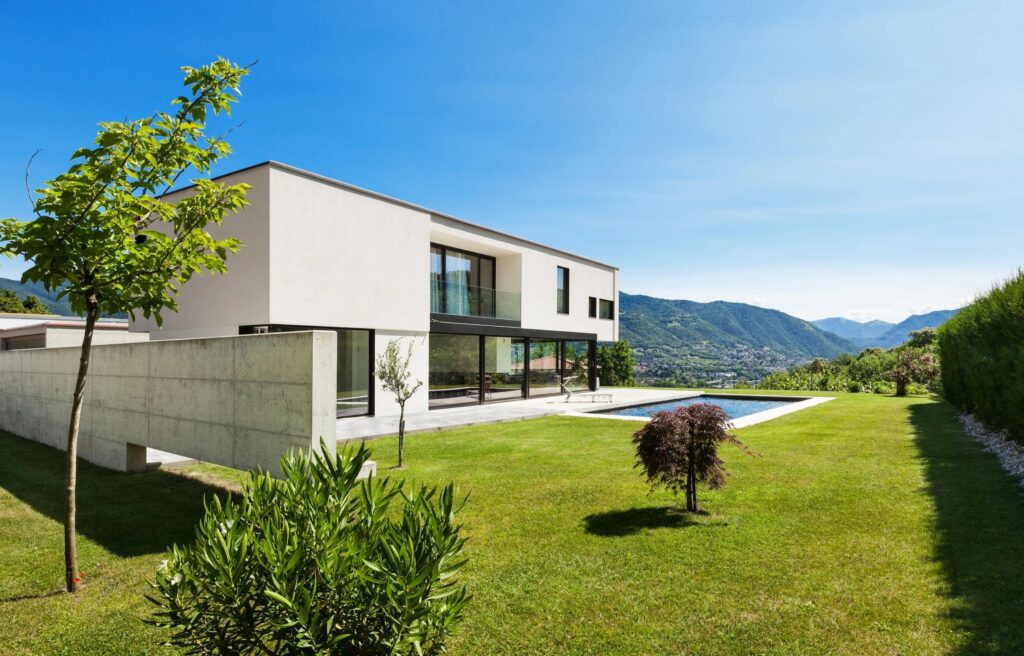 a house with a green grass